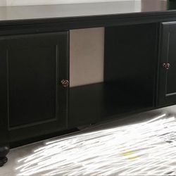 Black Wood TV Stand Console Cabinet