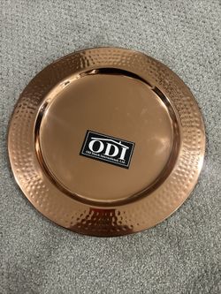 Set of 6 Old Dutch Hammered Copper Plates, 13"