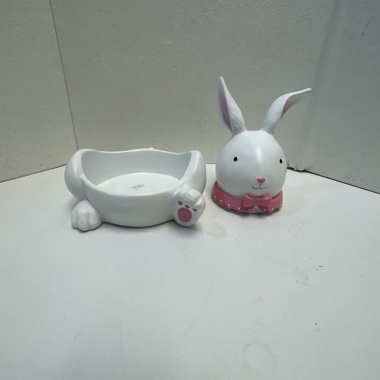 Yankee Candle White Bunny Rabbit Head Jar Holder Topper Spring Easter Decoration