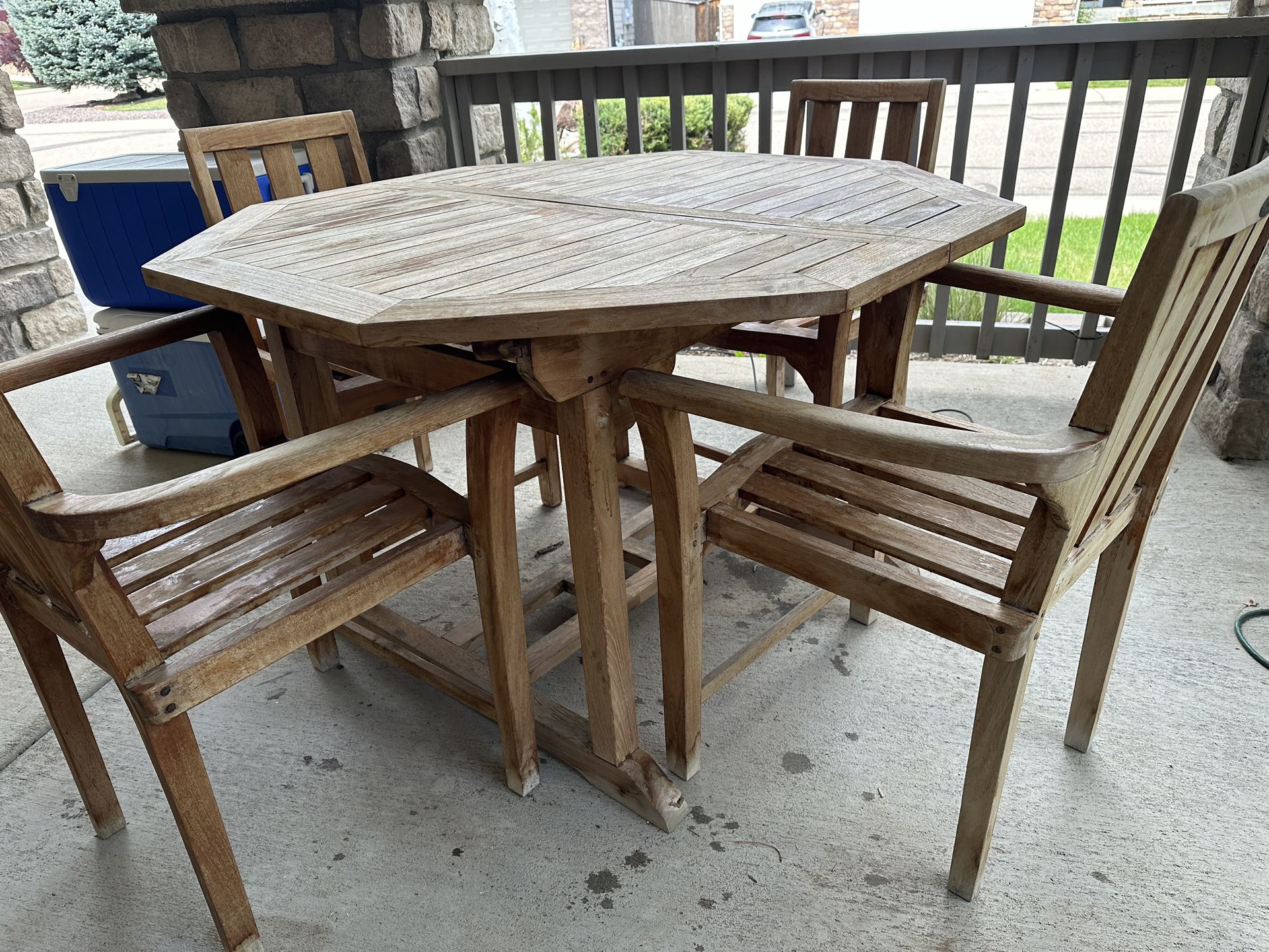 Custom Teak Patio Table And 4 Chairs