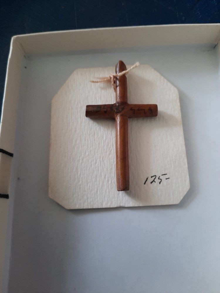 Antique Olive Wood Cross From Jerusalem