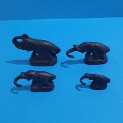 Vintage Elephant Opium Weights Interlocking Trunks Tails Lot Of 4 Metal.
