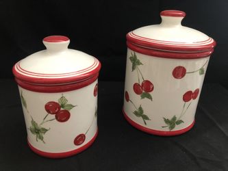 Red And White Cherry Cannisters