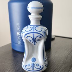 Vintage Lufthansa White/Blue Porcelain Liquor Bottle W/ Stopper