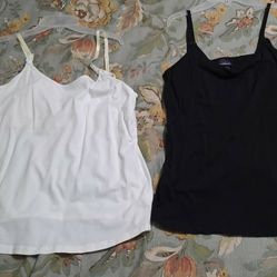 Women's Clothes - Oh Baby Brand Nursing / Breastfeeding Cami Tops - Set of 2 Black & White - Size L