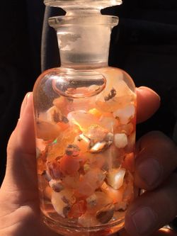 Mexican fire opal glass jar full