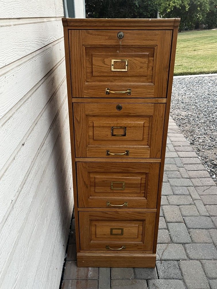 Oak Wooden File Cabinet