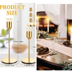  6-Pcs Candlestick Holders  5.7"/7.7"/9.7" Tall, Metal Taper Candle Holders Fit 0.75 Inch Thick Pillar Candle Stick Elegant Decor for Wedding Party