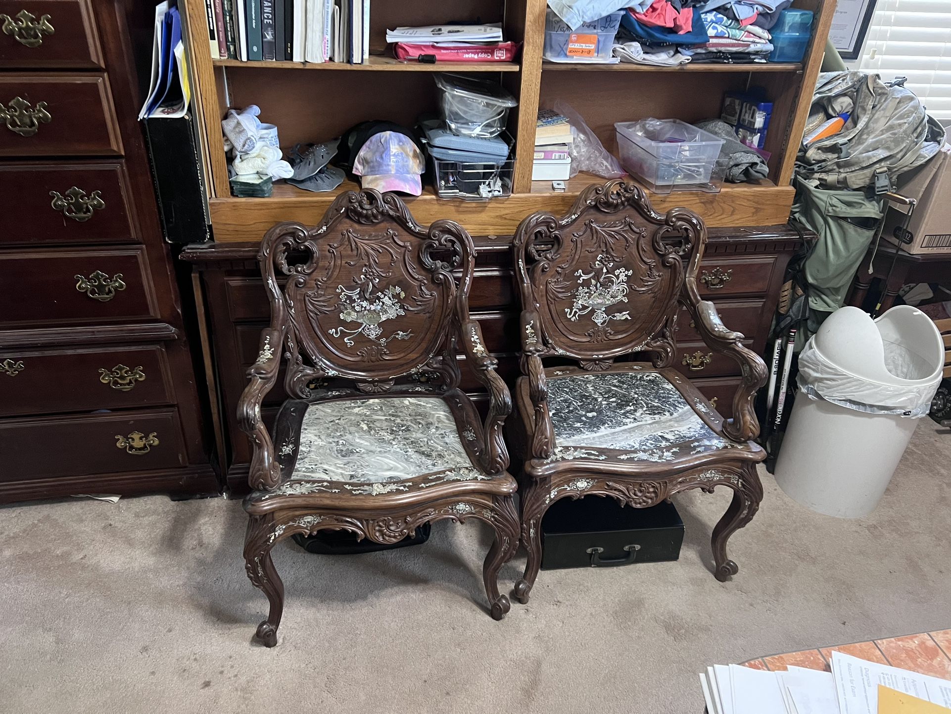 French Mother of Pearl Chairs TWO