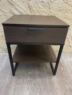ONE Modern Dark Wood & Metal Nightstand - Delivery Available for a Fee - See My Other Items😎