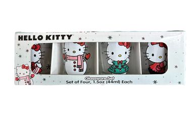 Hello Kitty Sanrio Christmas Glassware Set Of 4 Shot Cups NEW