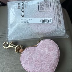 Coach Powder Pink Heart Purse Charm