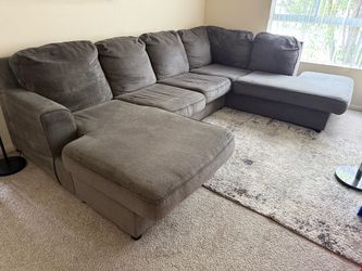 Gray Fabric Sectional Sofa with Chaise