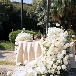 White Flower Table Flower Runner, Wedding Centerpiece Table Runner, Flower Row for Wedding Aisle