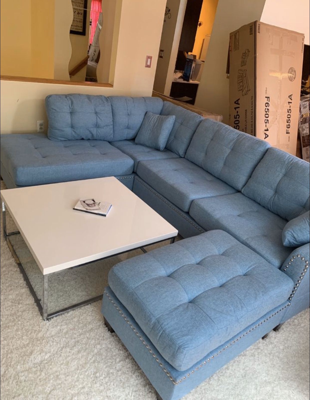 Aqua Blue Sectional Couch