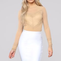 Brand New Fashion Nova Nude Bodysuit
