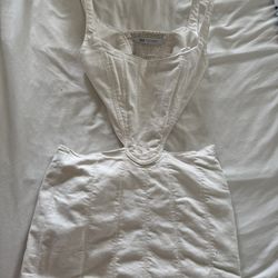White Zara Denim Corset Dress