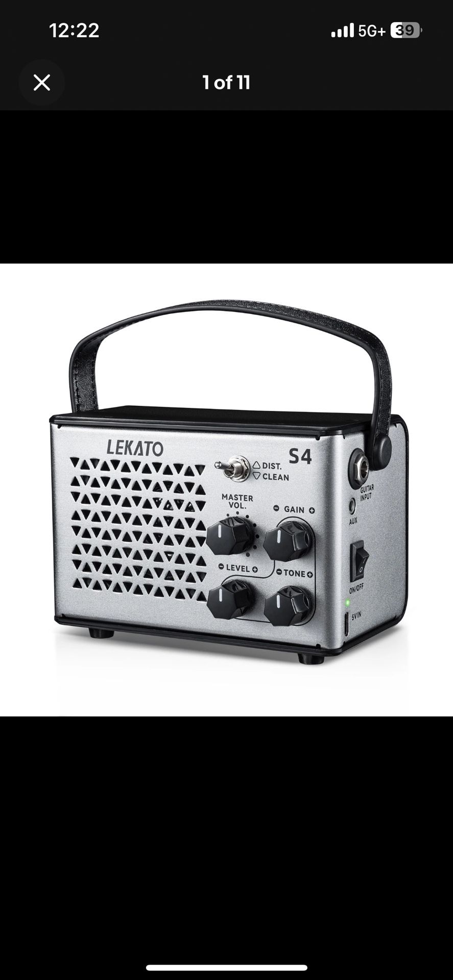 LEKATO Mini Guitar Amp Electric Guitar Amp 10W Clean Distortion Gain Control