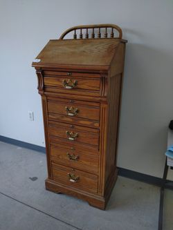 Solid Wood Lingerie Chest / Drop Leaf Desk At Top