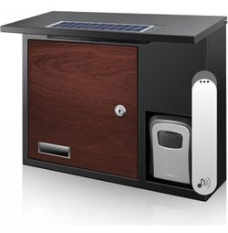 Solar Wall Mount Mailbox with LED Lighting - Secure Key Drop Box for Home, Apartment & Business | Weatherproof, Solar Charging & Anti-Theft Lock | Nig