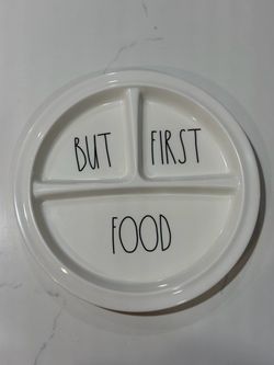 Rae Dunn "But First Food" Divided Plate