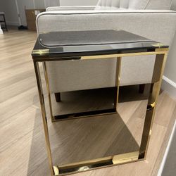 Mitre Glass Top Trestle End Table