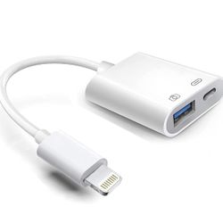Lightning to USB Camera Adapter for iPhone with Lightning Charging Port 
