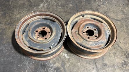 Two 15x5.5 Inch mopar steelies 5x4.5 lugs Dodge Chrysler Plymouth