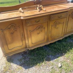 Antique Wood Cabinet Vintage European French Dresser