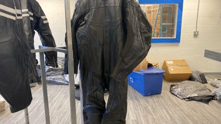 Black Leather Motorcycle Racing Suit