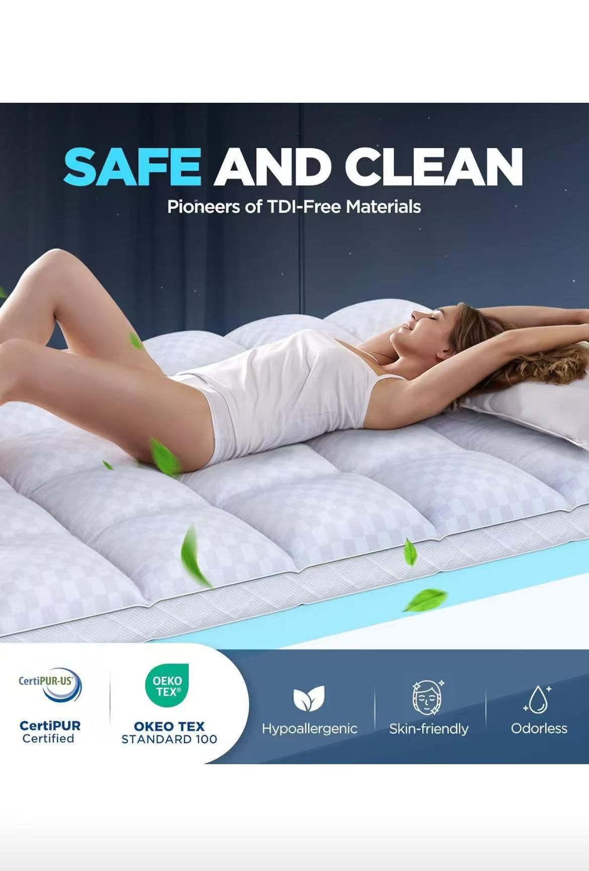 Dual Layer 4 inch Memory Foam Mattress Topper for Pain Relief with 2X Support, 2