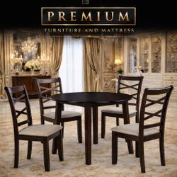 Dark Brown 5 Piece ROUND dining room SET 🤎🤎🤎