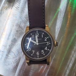 Burberry Endurance Military Black Dial Brown Leather Strap. New Japanese Battery,Good Working