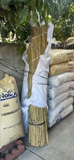 Bamboo stakes, saucers, perlite, vermiculite, hanging baskets, seeding trays