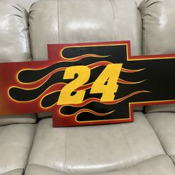 Cheverolet Bow Tie Wood Hand Painted Sign Jeff Gordon 24