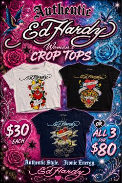 Ed Hardy Women's Crop Tops – Set of 3