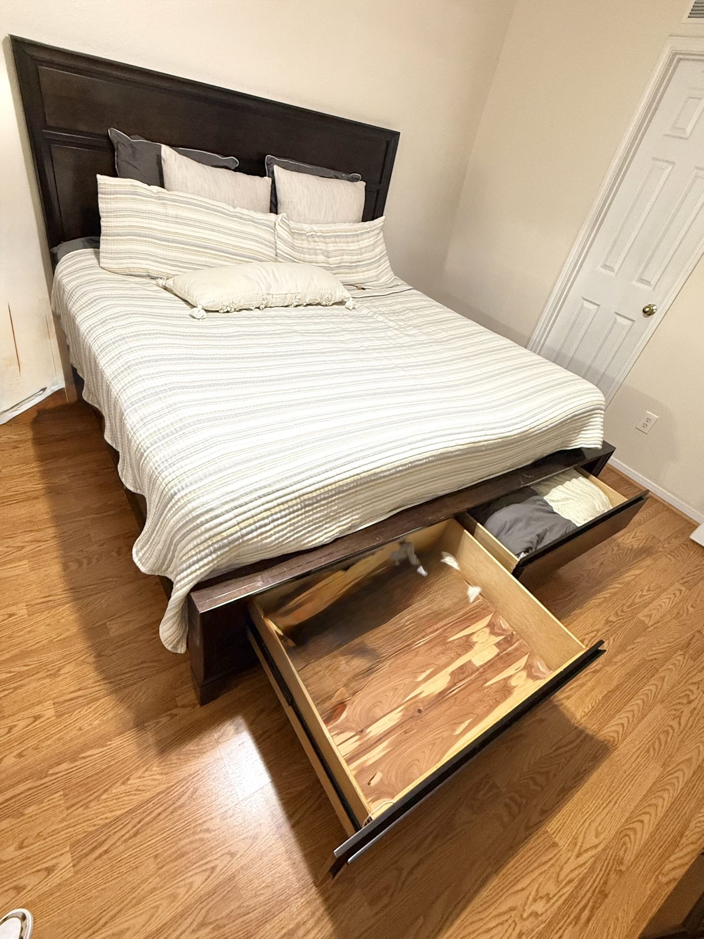 King size bed frame with storage Aspen homes wood frame