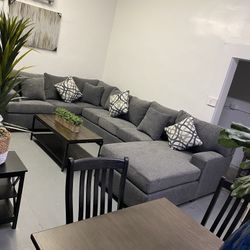 Grey Large 3 Piece Sectional ‼️take It Home With $39 Easy Approval ‼️