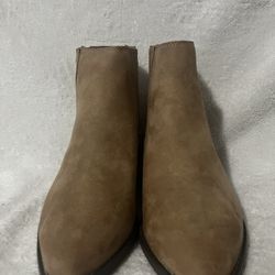 Tan Suede Pointed Toe Ankle Boots