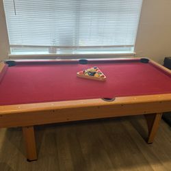 Red Felt Pool Table – Good Condition