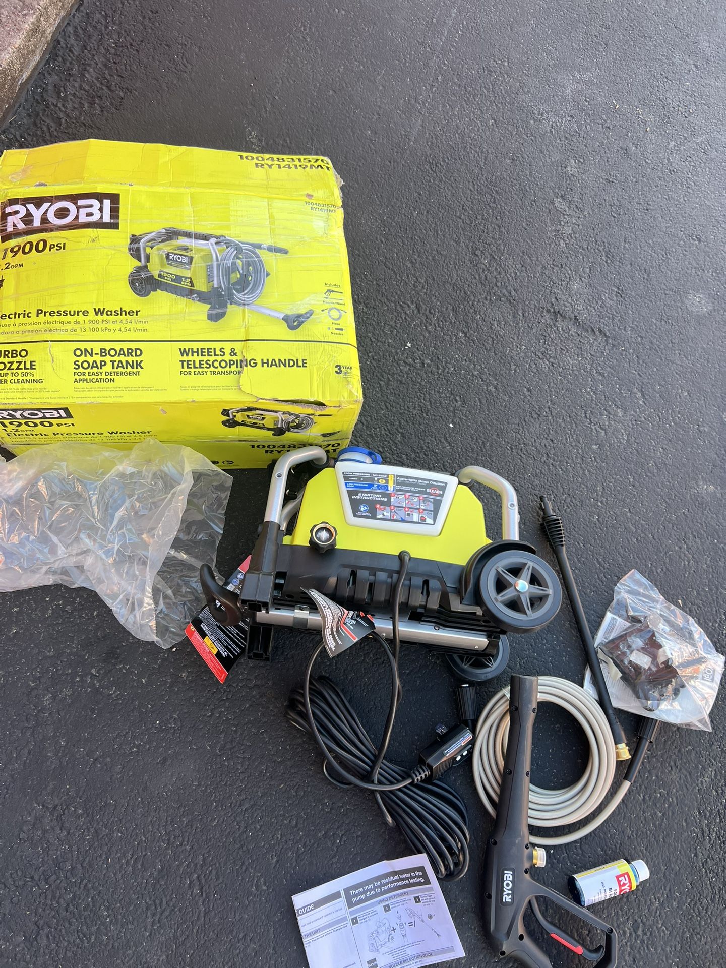 Ryobi 1900 psi pressure washer $80