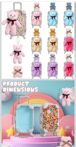 30 Pack 9 Colors Suitcase Party Favor Gift Box Mini Plastic Tiny Travel Luggage