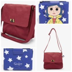 Coraline Crossbody Messenger Bag Tote Purse, Doll Stars Wallet NWT New With Tags