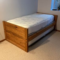 Twin Bed, Solid Wood Frame With Trundle