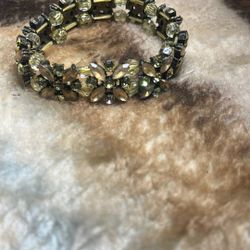 Vintage Rhinestone Floral Bracelet 