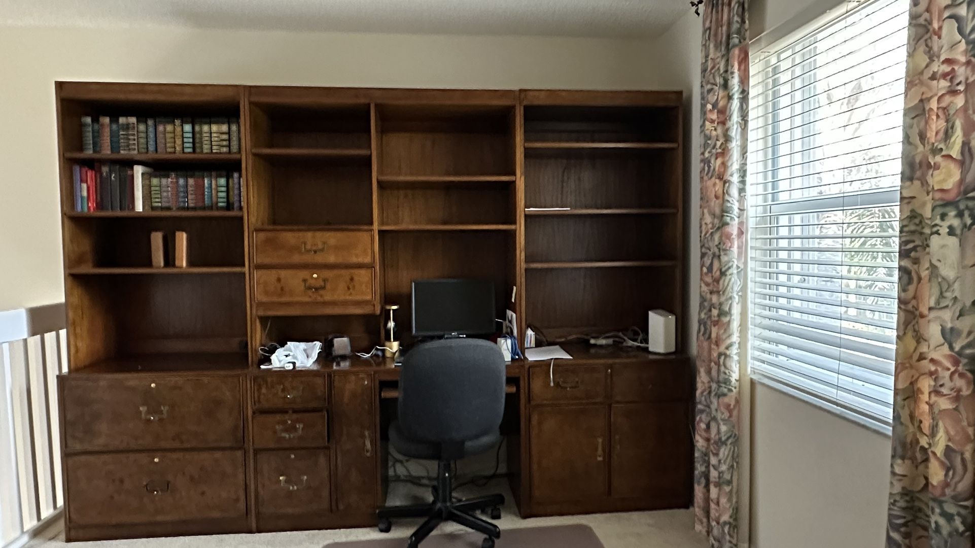 Solid Wood Computer Desk and Bookshelves