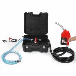 105#Fuel Transfer Pump, 12V DC 10 GPM 1/4 HP, Portable Electric Diesel Transfer Pump with Automatic Shut-Off Fuel Nozzle, High Flow, Long Inlet & Outl