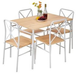 BRAND NEW 
VECELO 5-Piece Kitchen Dining Table Set, Wood Tabletop & Heavy-Duty Metel Frame, Rectangle Dinette with 4 Chairs for Small Space, Breakfast