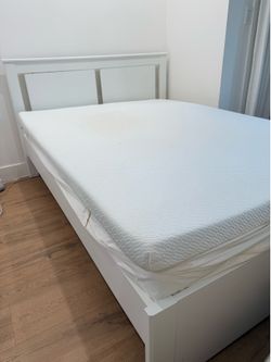 Double Size Mattress and Bed with memory foam topper (used)