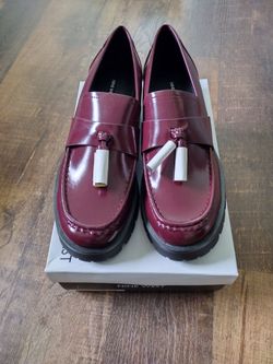 Nine West Women's + male Burgundy Tassel Loafer Flats Round Toe Slip On 11M